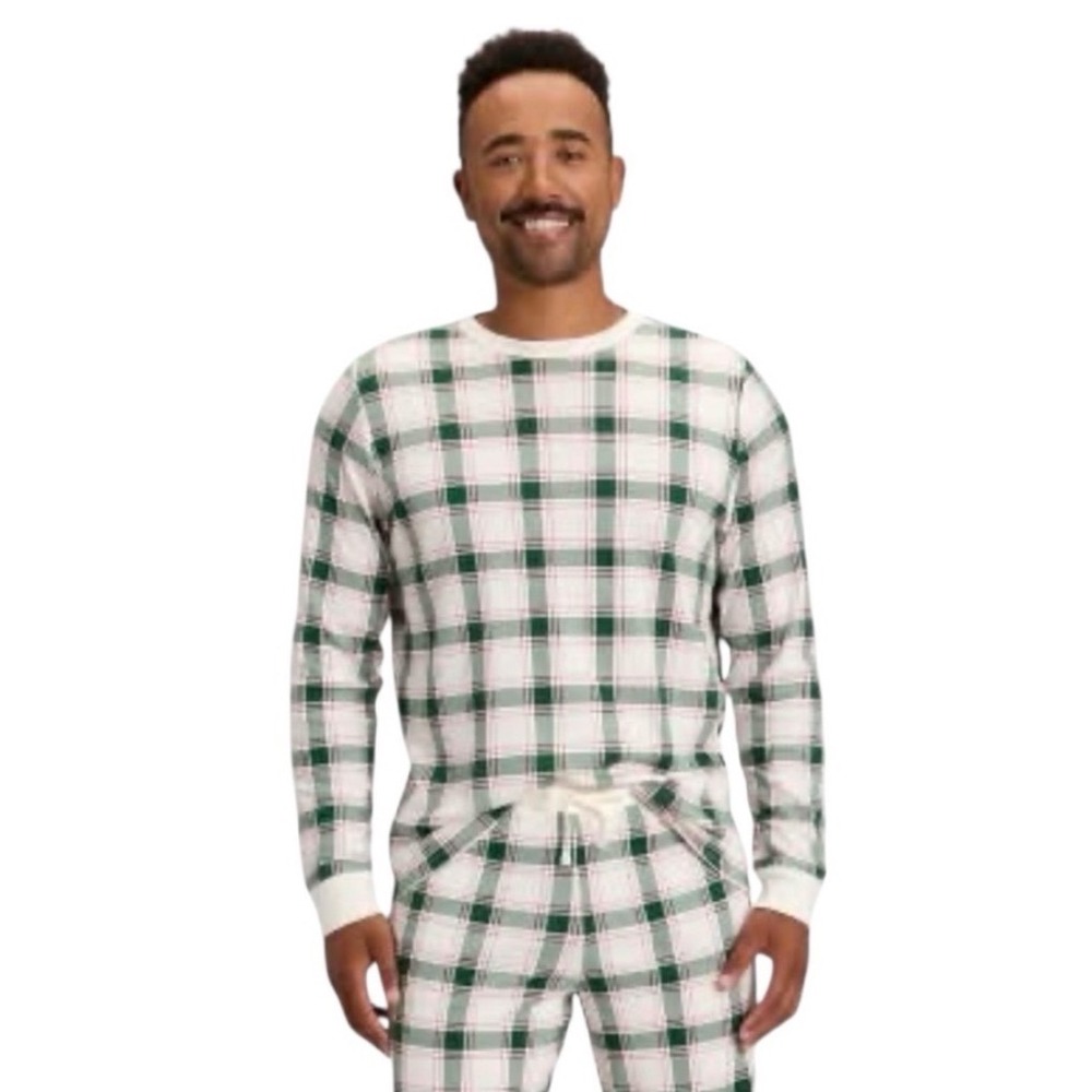 Wondershop Sleep Shirt Mens‎ Small Cream Plaid New With Tags